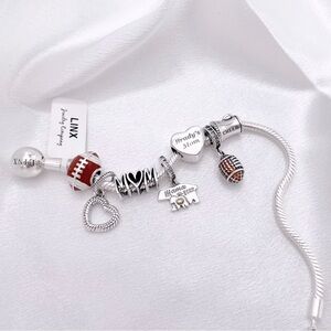 Linx Snake Chain Bracelet with Custom Name Football Mom Charms